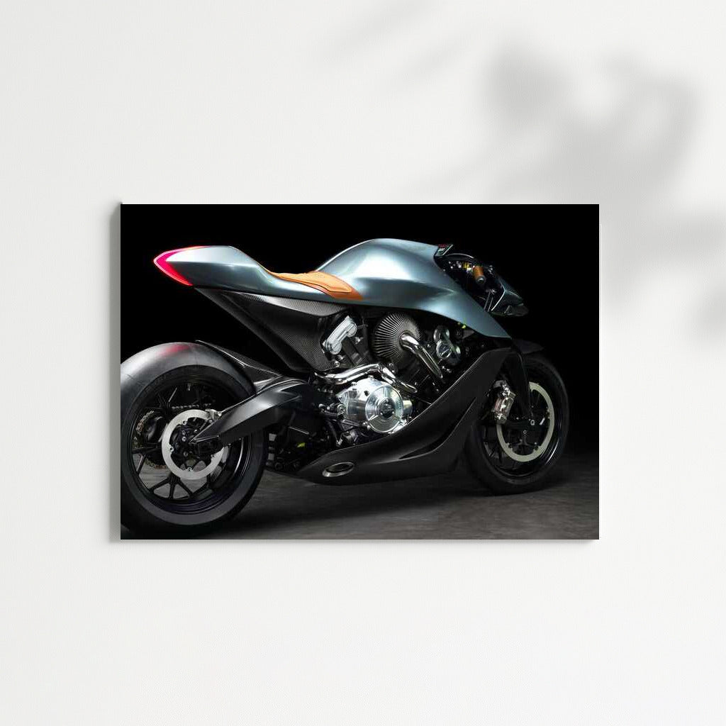 Dynamics and Chic: Aston Martin Motorcycle on Canvas