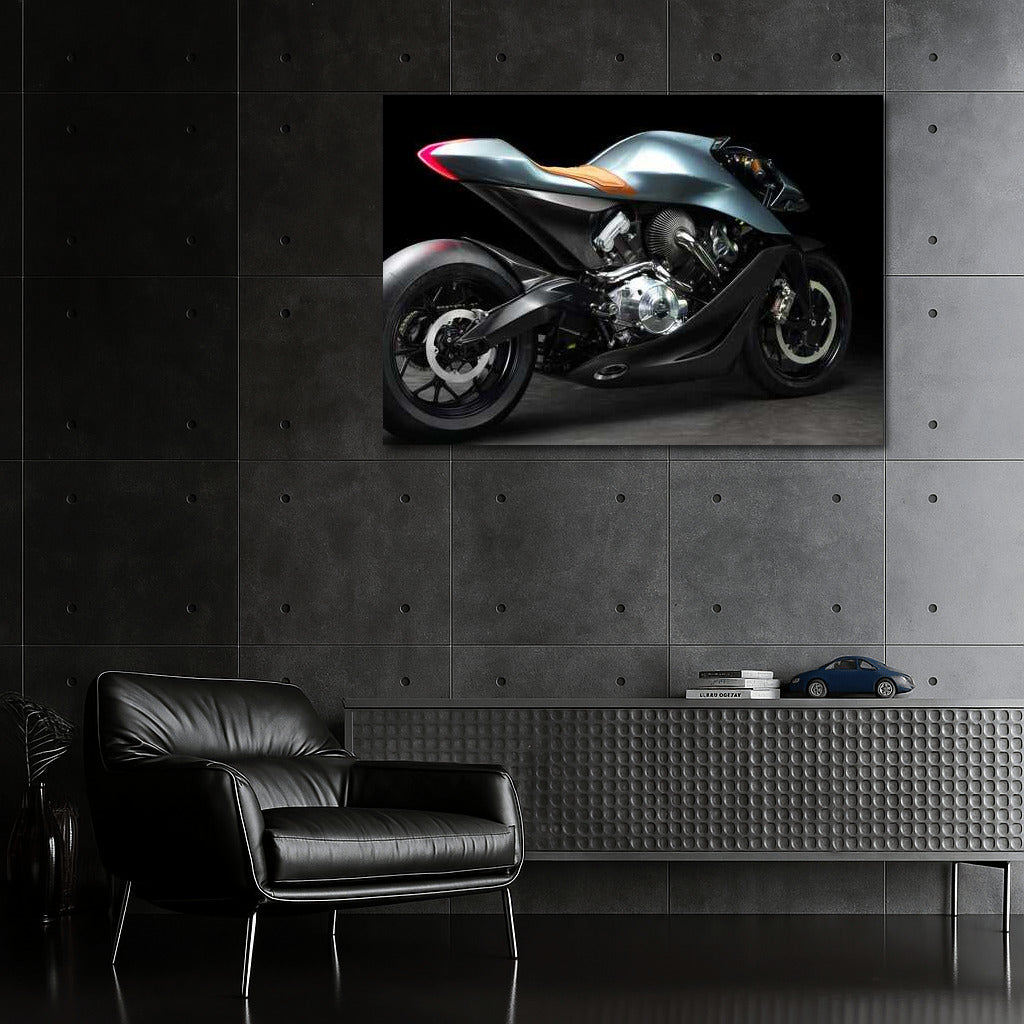 Dynamics and Chic: Aston Martin Motorcycle on Canvas