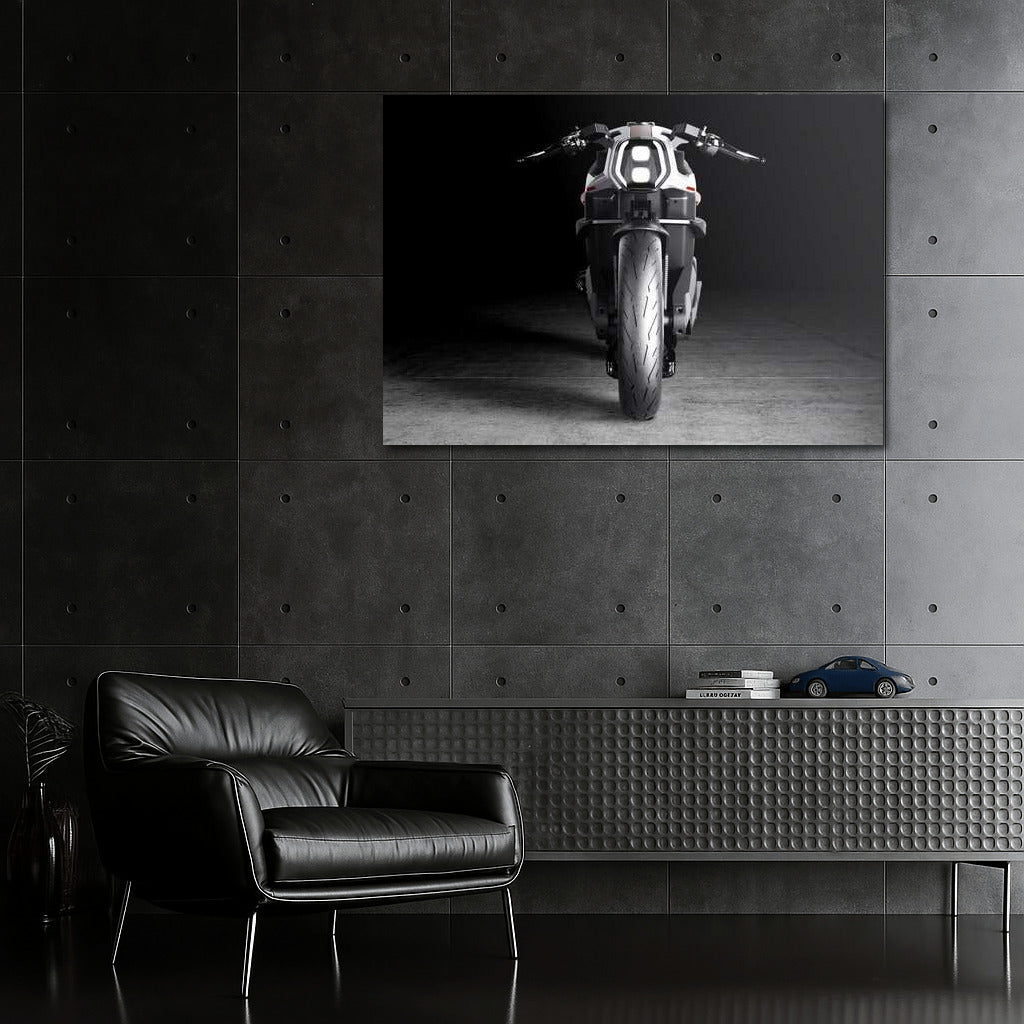 Futuristic Motorcycle: Power and Style in a Modern Interior