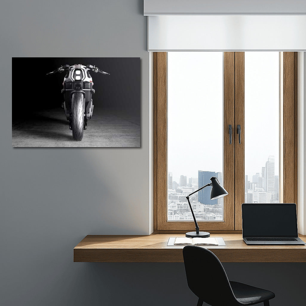 Futuristic Motorcycle: Power and Style in a Modern Interior