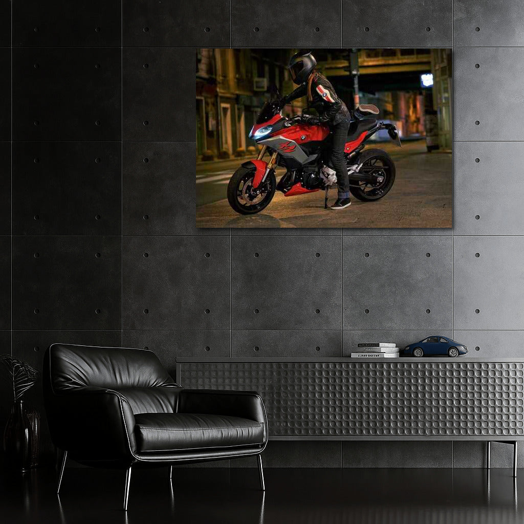 Night Race: Dynamic BMW Motorcycle in the City