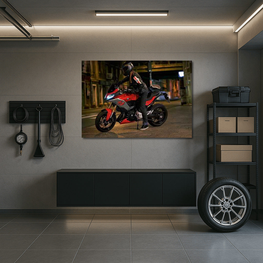 Night Race: Dynamic BMW Motorcycle in the City