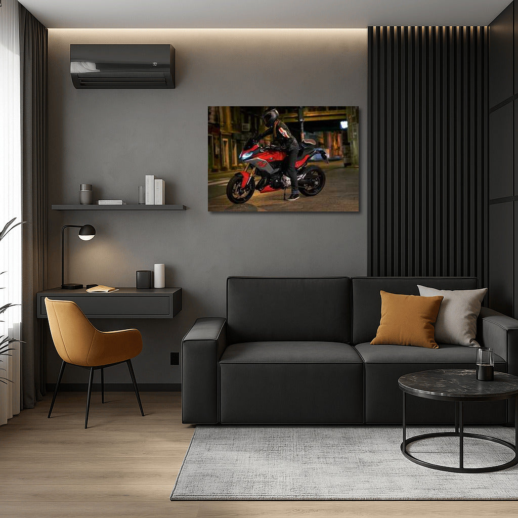 Night Race: Dynamic BMW Motorcycle in the City