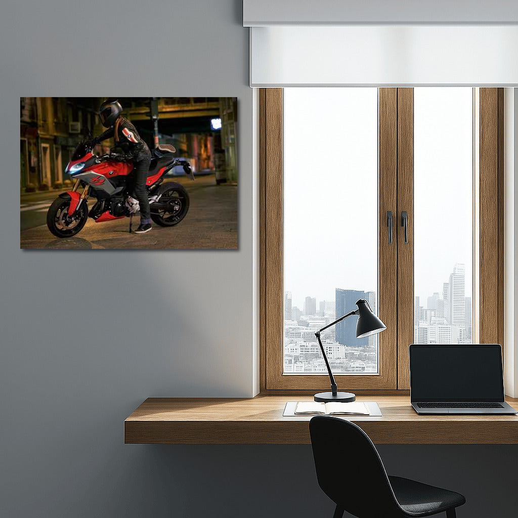 Night Race: Dynamic BMW Motorcycle in the City