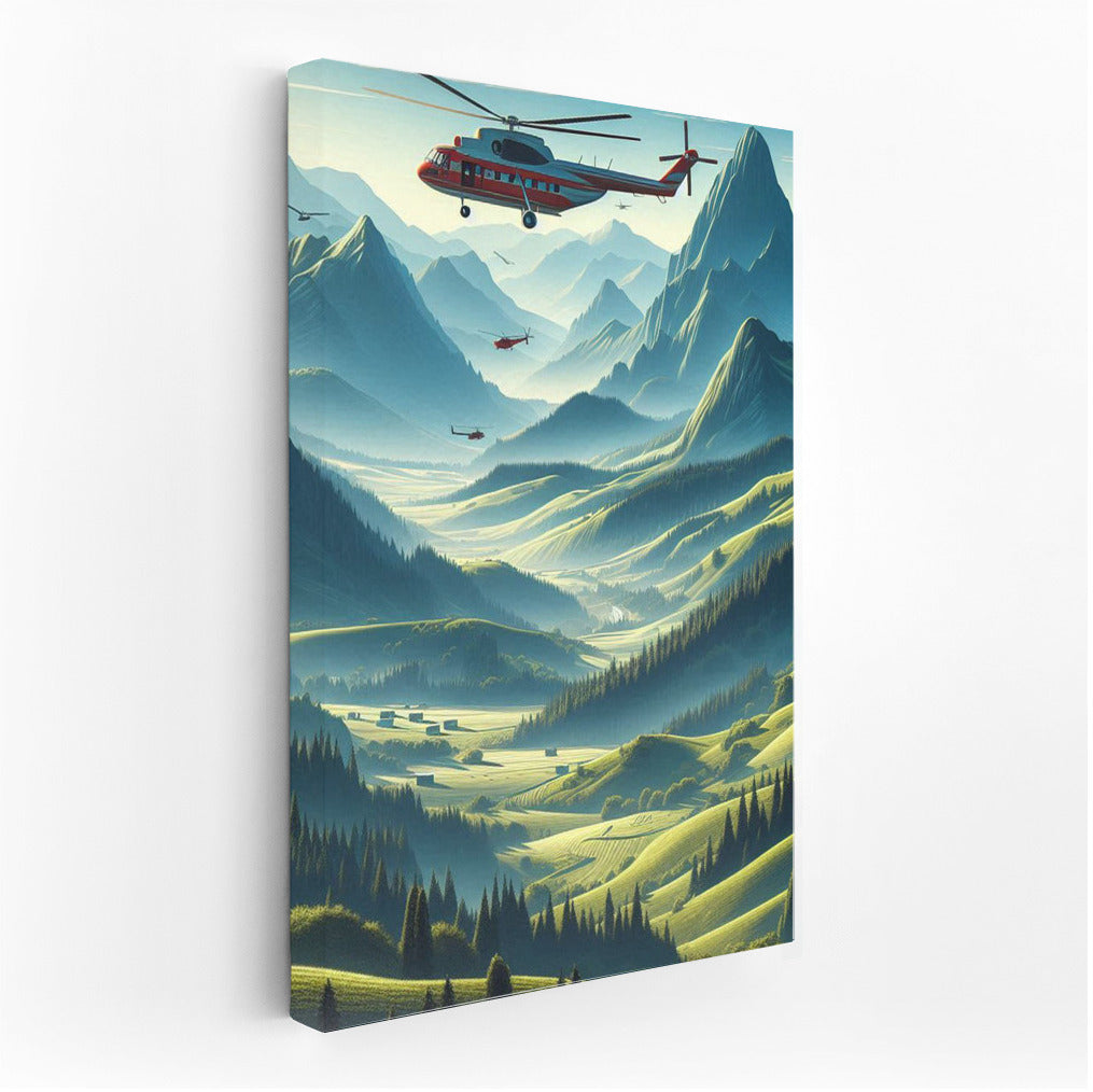 Helicopters Soaring Over Mountain Peaks: A Spectacular View for Nature Lovers