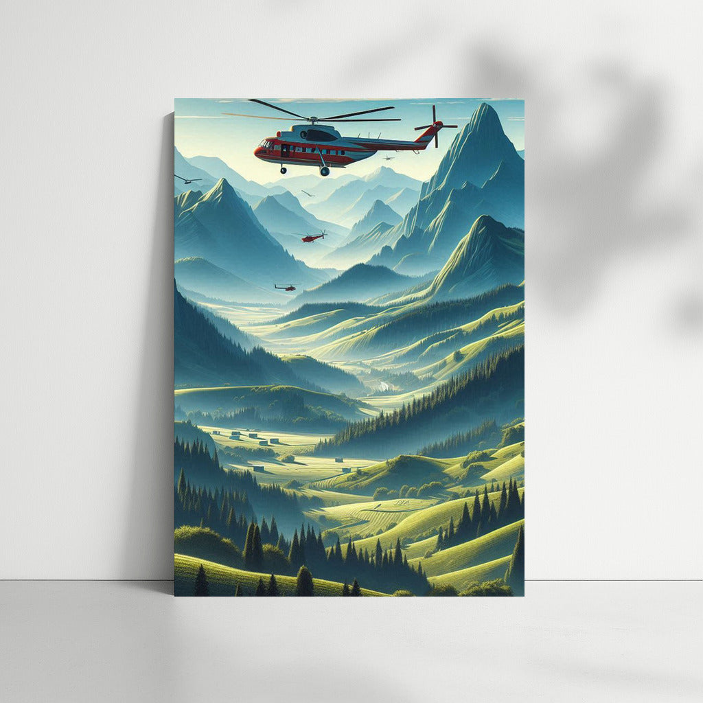 Helicopters Soaring Over Mountain Peaks: A Spectacular View for Nature Lovers