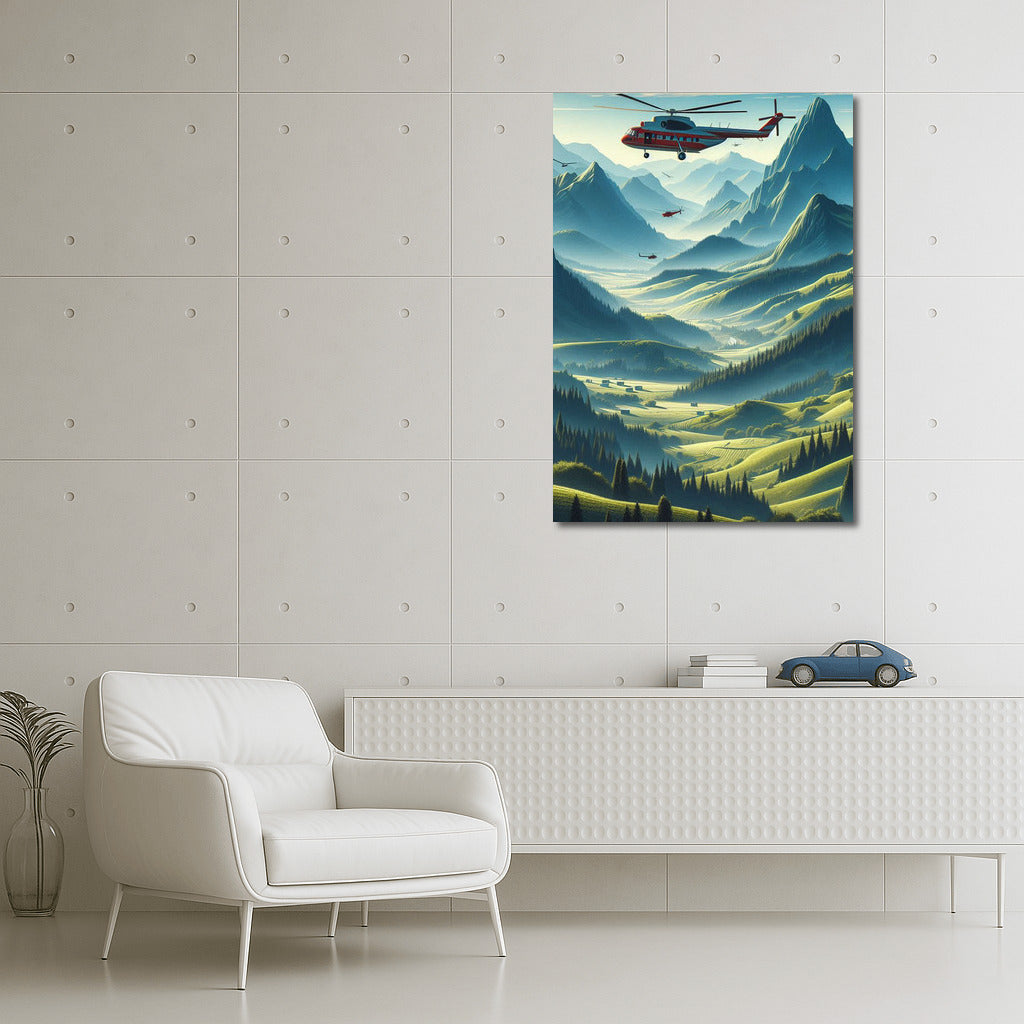 Helicopters Soaring Over Mountain Peaks: A Spectacular View for Nature Lovers