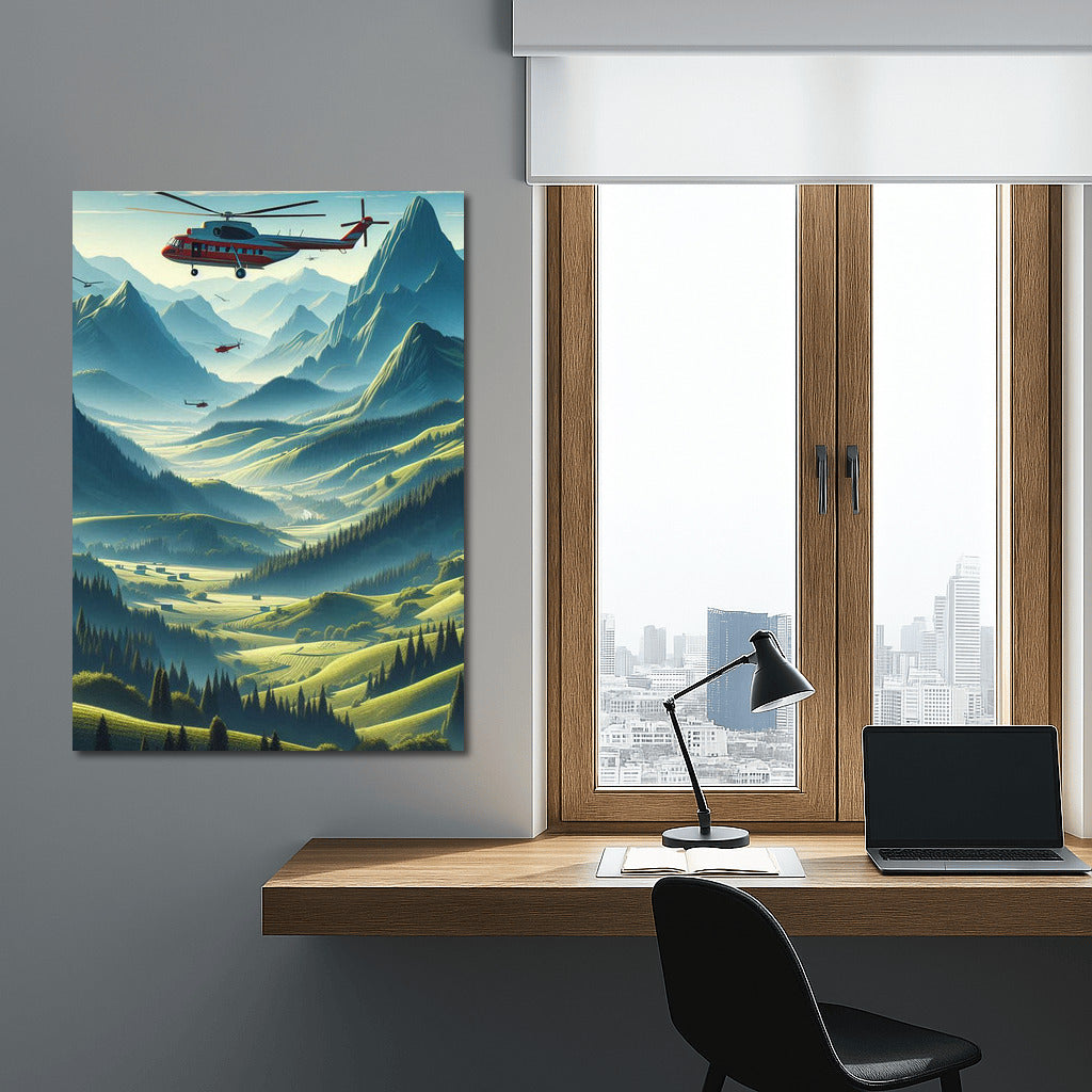 Helicopters Soaring Over Mountain Peaks: A Spectacular View for Nature Lovers