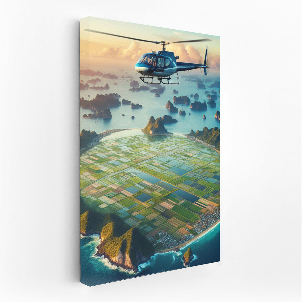 Agricultural helicopter over the sea surface: harmony of nature and technology