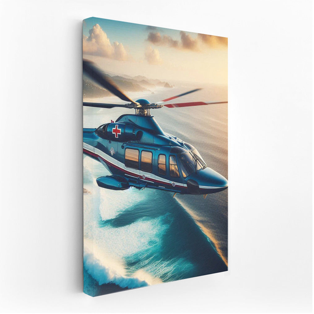 Air Ambulances Ocean Helicopter: Rescue Over the Sea Waves