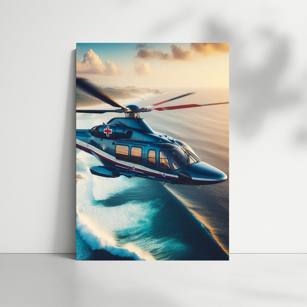 Air Ambulances Ocean Helicopter: Rescue Over the Sea Waves