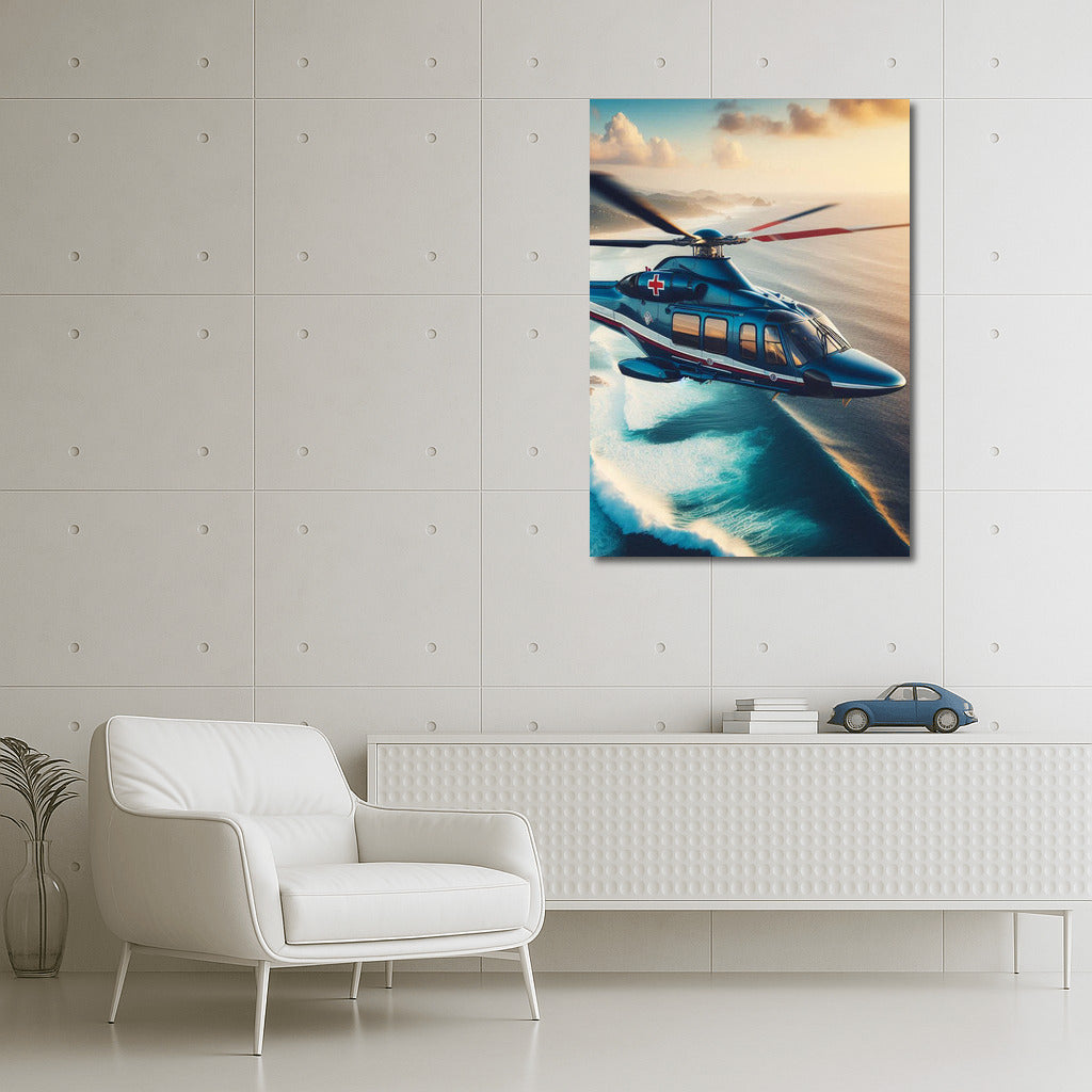 Air Ambulances Ocean Helicopter: Rescue Over the Sea Waves