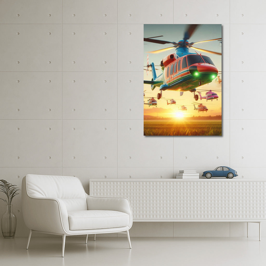 Air Rescuers Against Mountain Backdrop: Heroes of the Sky