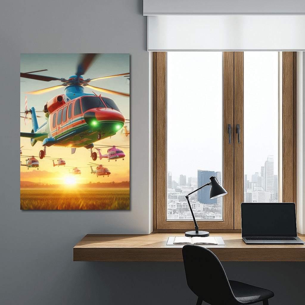 Air Rescuers Against Mountain Backdrop: Heroes of the Sky