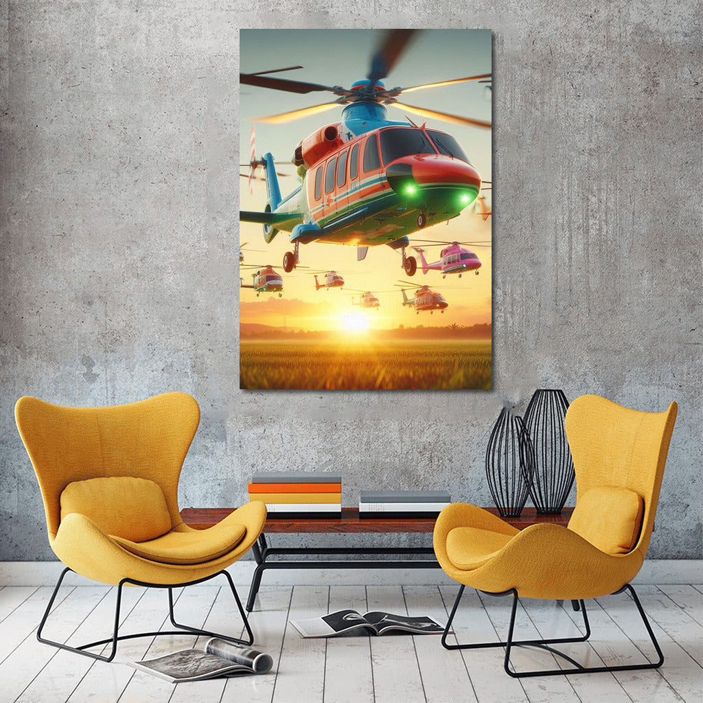 Air Rescuers Against Mountain Backdrop: Heroes of the Sky