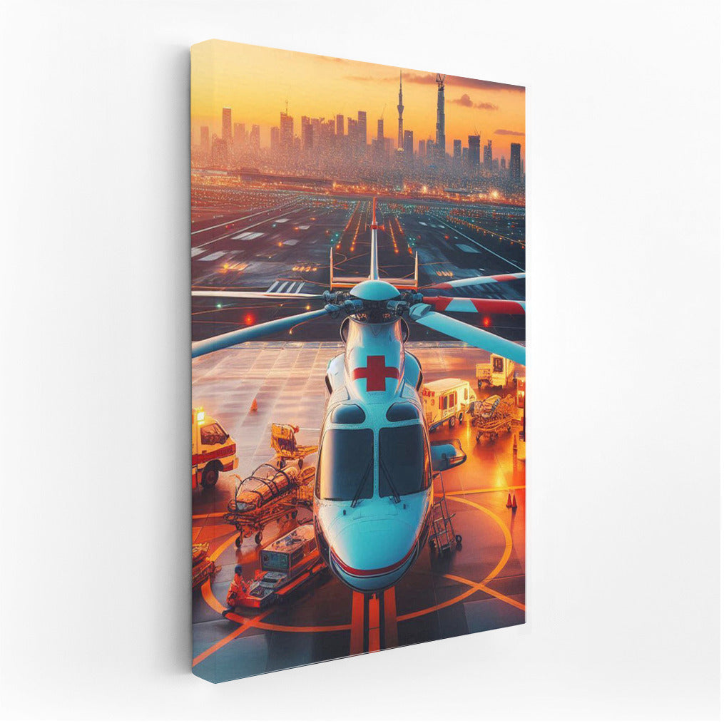 Air Ambulance at Sunset: Urban Dynamics