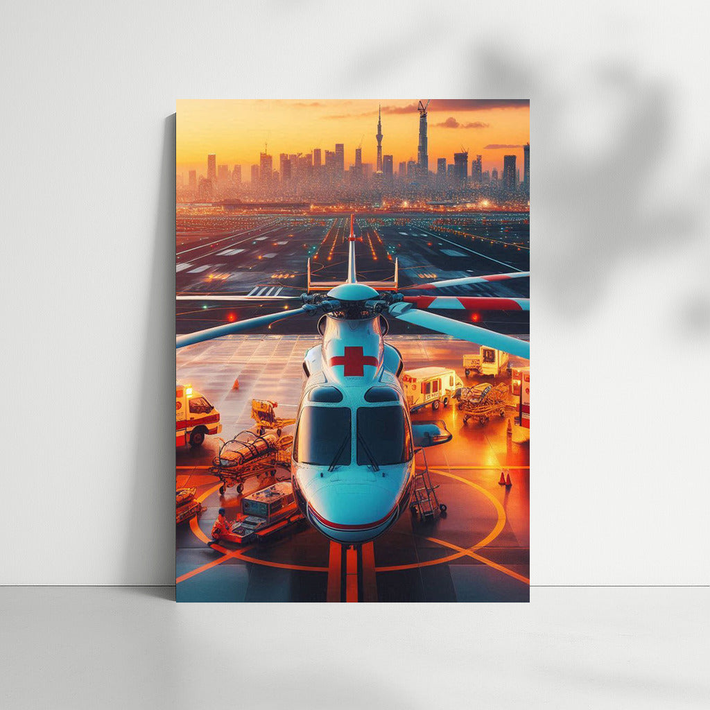 Air Ambulance at Sunset: Urban Dynamics