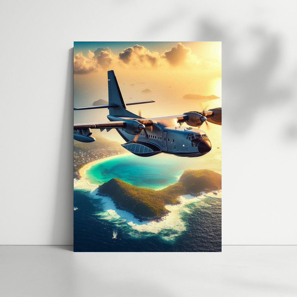 Amphibious Airplane Over the Ocean: Celestial Symphony of Adventure