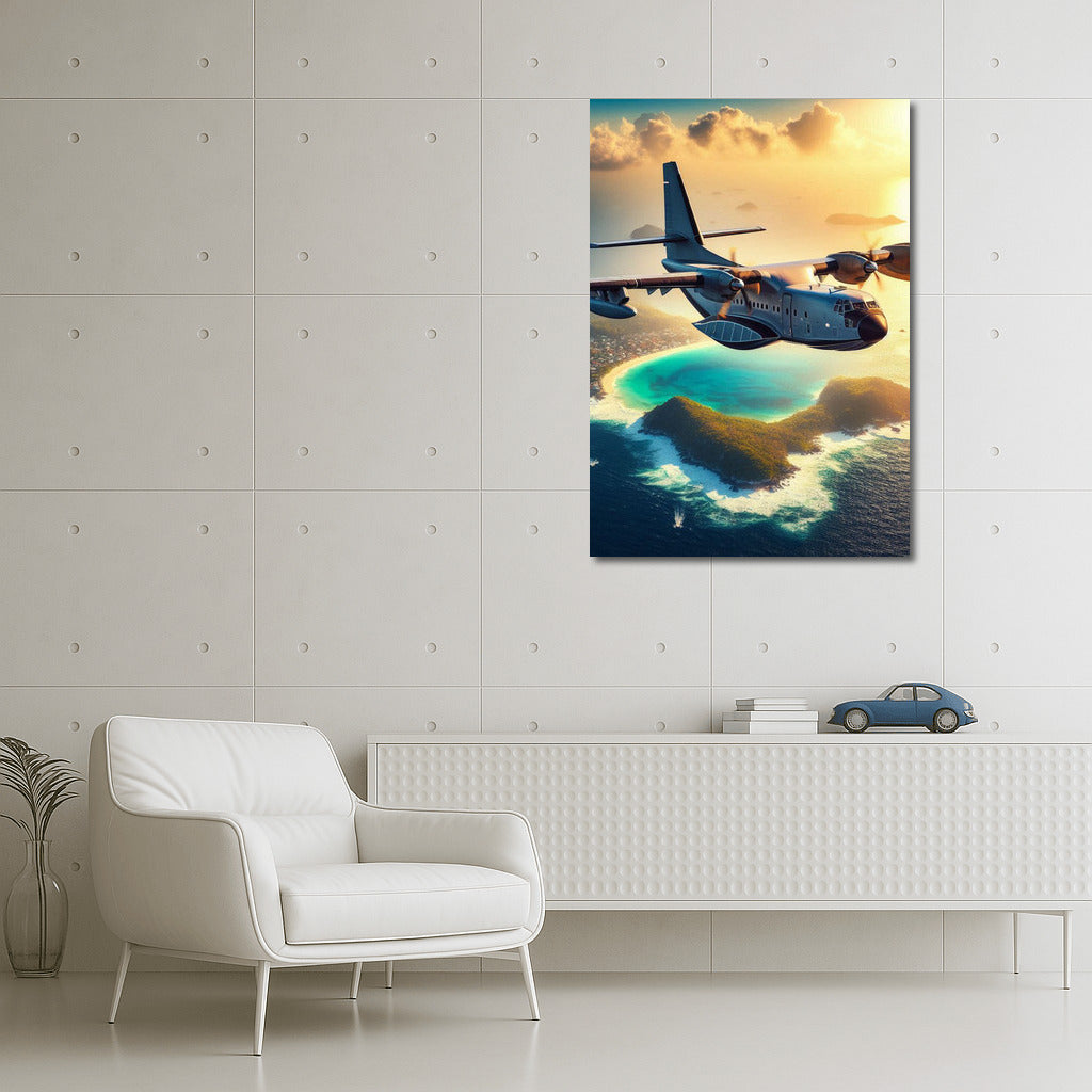 Amphibious Airplane Over the Ocean: Celestial Symphony of Adventure