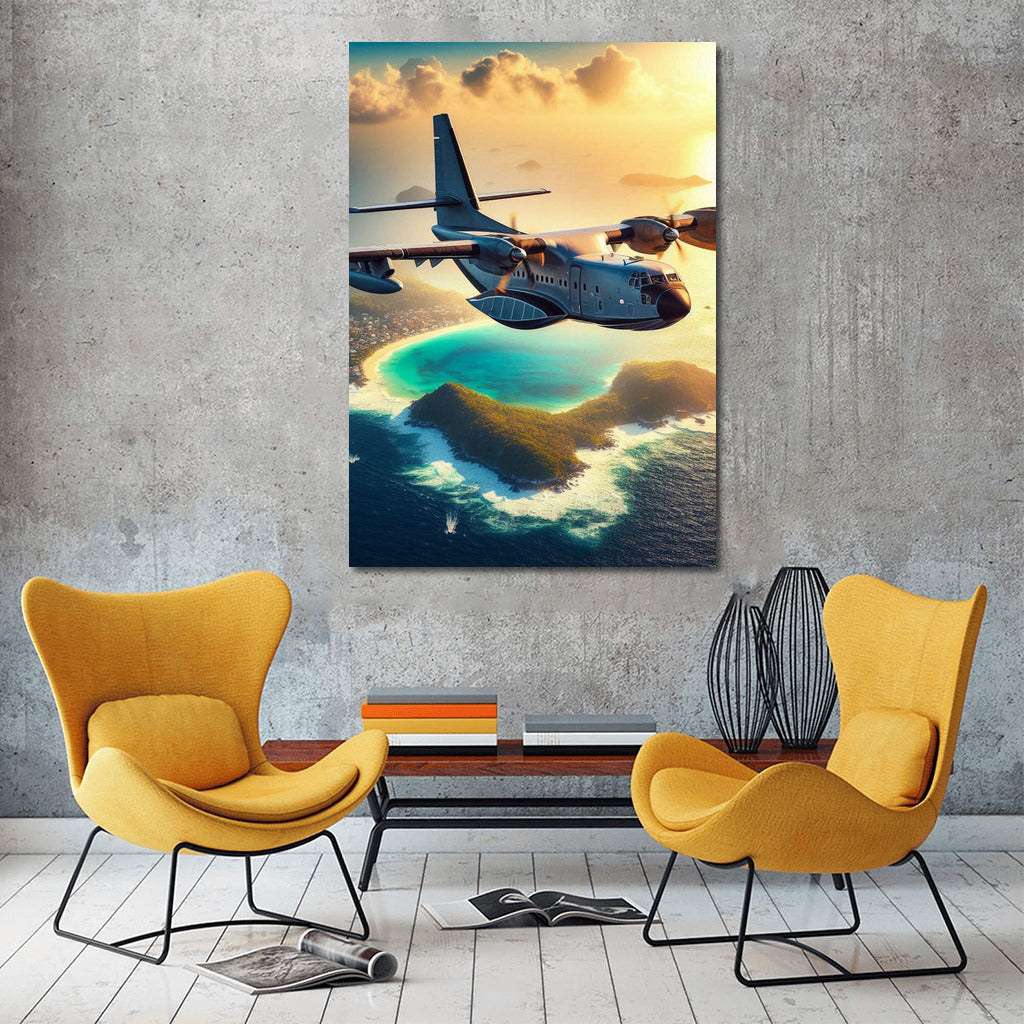 Amphibious Airplane Over the Ocean: Celestial Symphony of Adventure