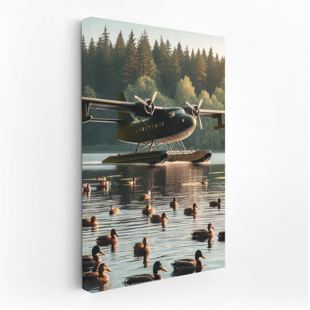 Seaplane Over the Lake: Journey into the World of Nature with Ducks