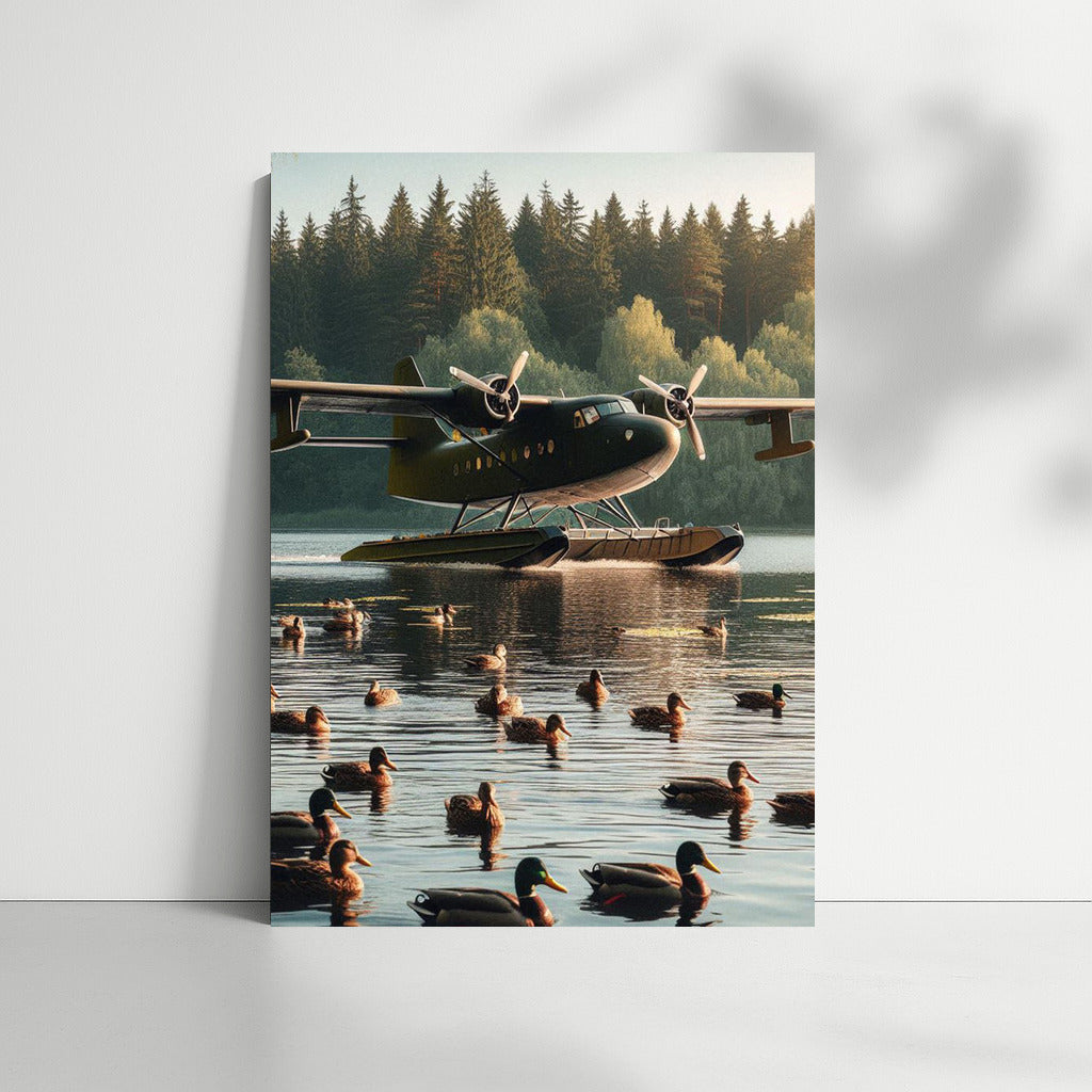 Seaplane Over the Lake: Journey into the World of Nature with Ducks