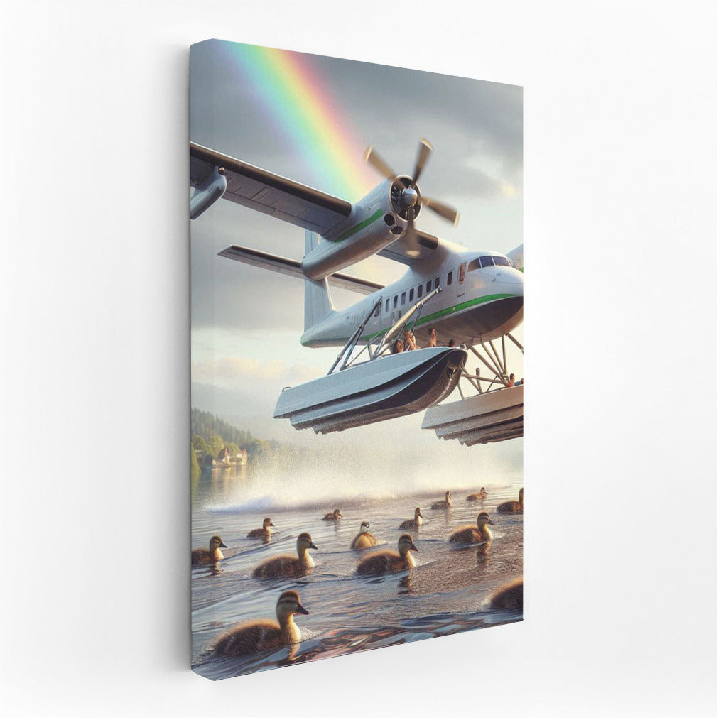 Amphibious Aircraft in Flight: Rainbow Miracle over Water