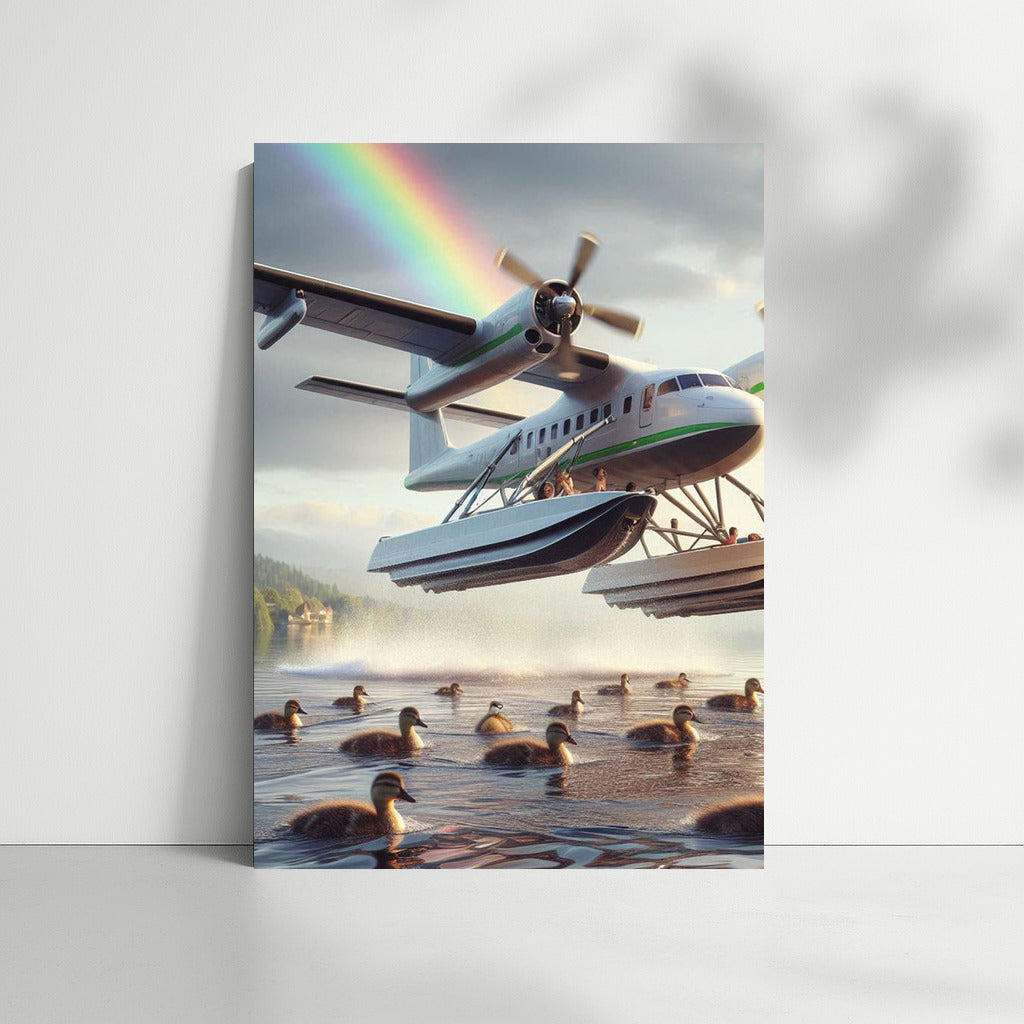 Amphibious Aircraft in Flight: Rainbow Miracle over Water