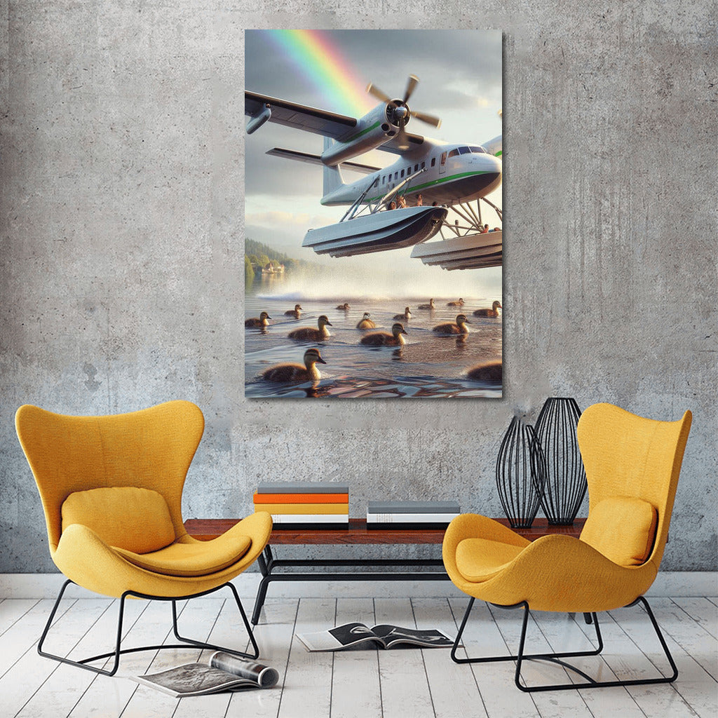 Amphibious Aircraft in Flight: Rainbow Miracle over Water