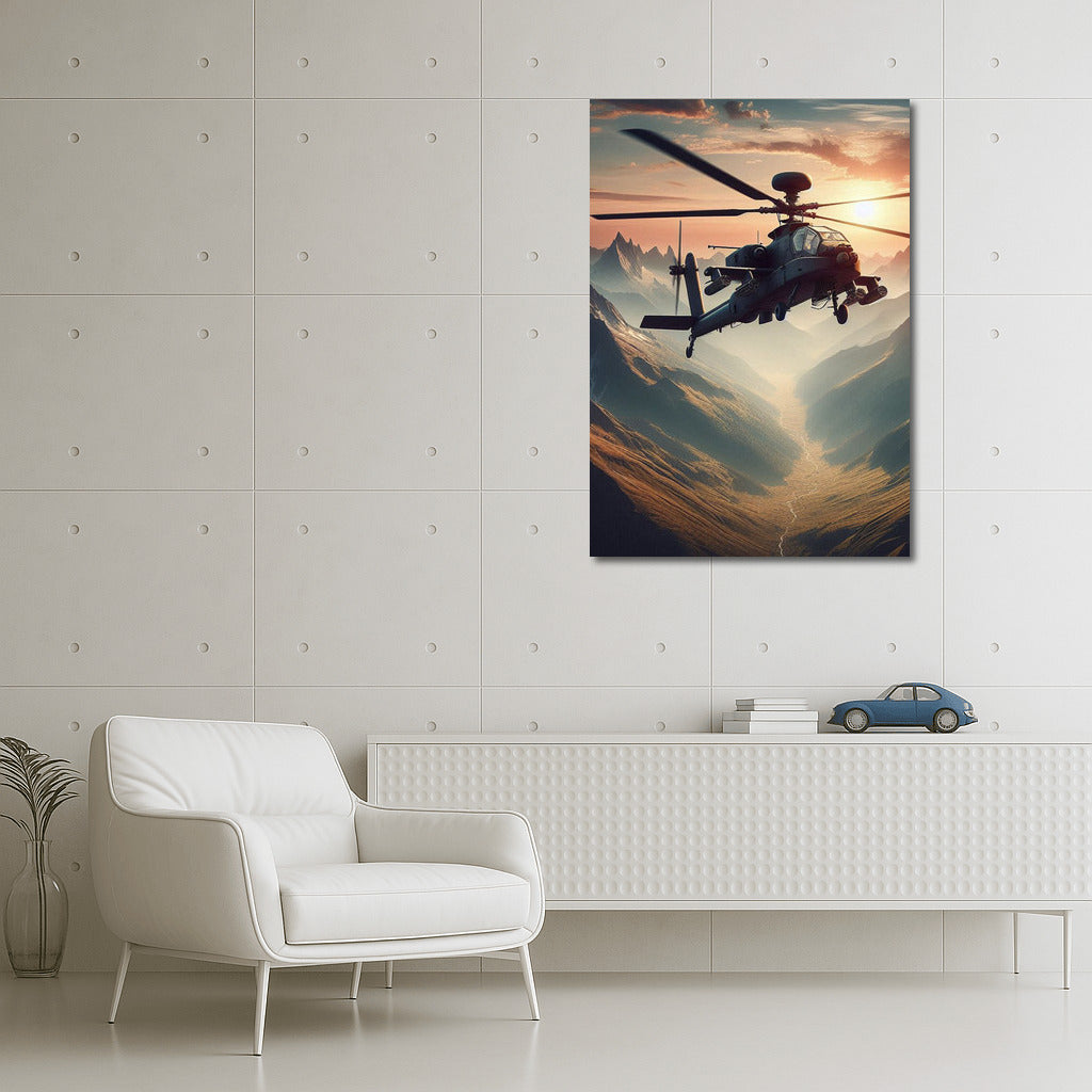 Attack Helicopter Over Mountain Landscapes: Dynamics and Power