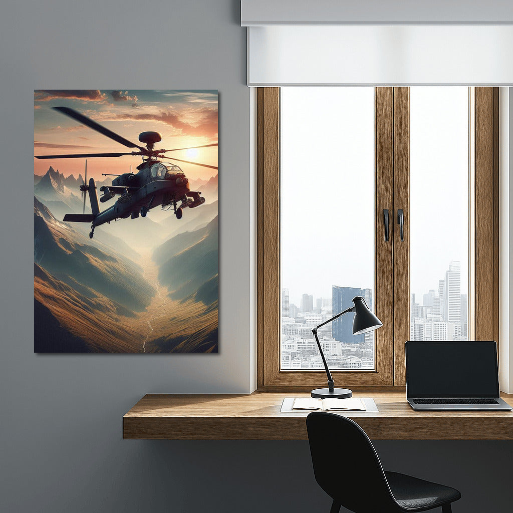 Attack Helicopter Over Mountain Landscapes: Dynamics and Power