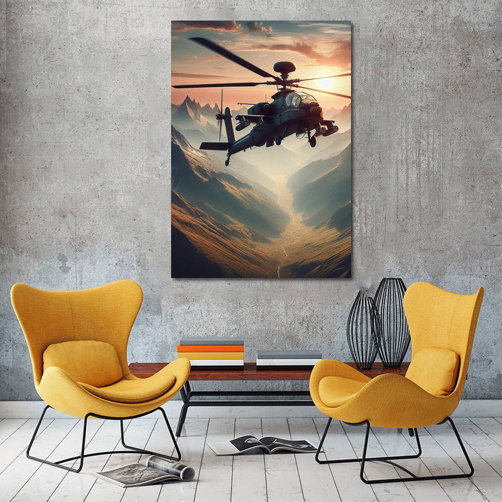 Attack Helicopter Over Mountain Landscapes: Dynamics and Power