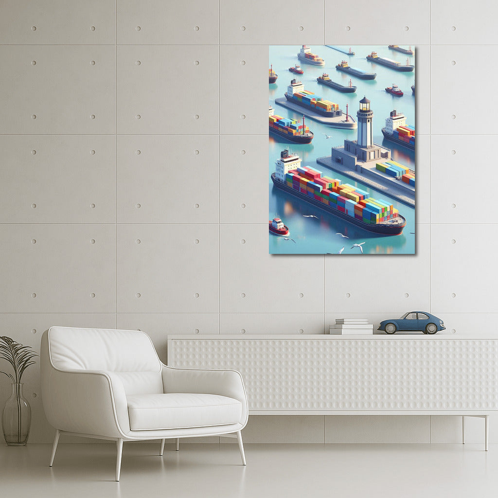 Sea Symphony: Barges and Lighthouse