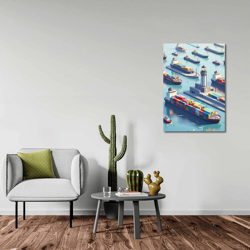 Sea Symphony: Barges and Lighthouse