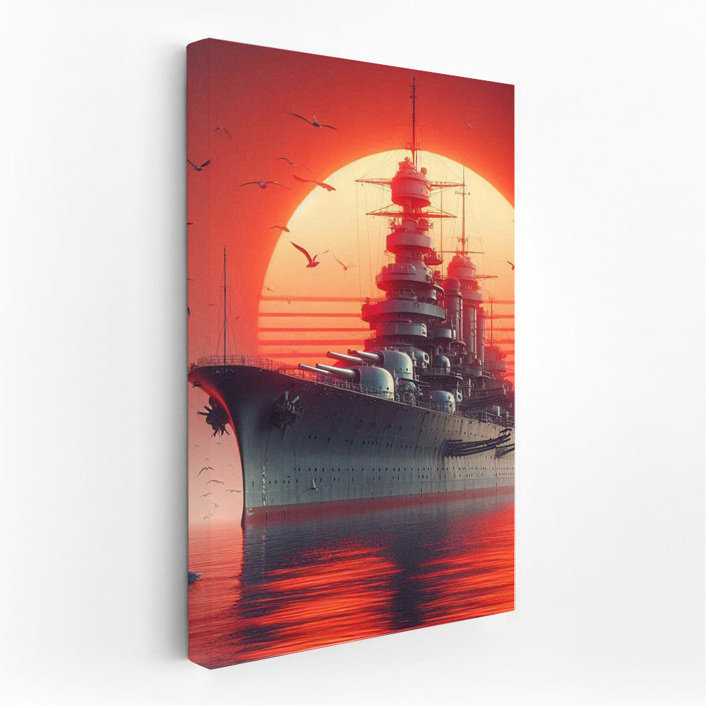 Battleship Sunset Symphony: Power and Beauty