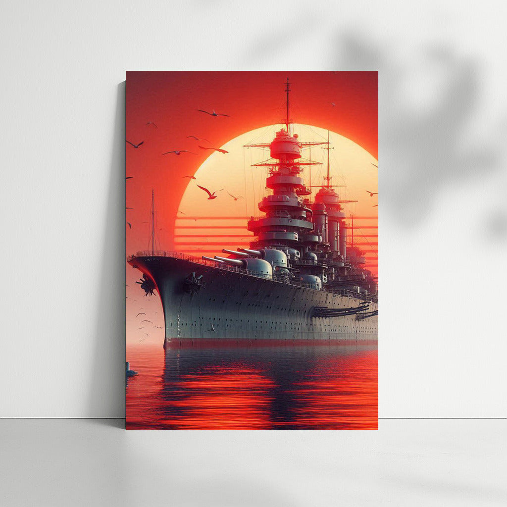 Battleship Sunset Symphony: Power and Beauty