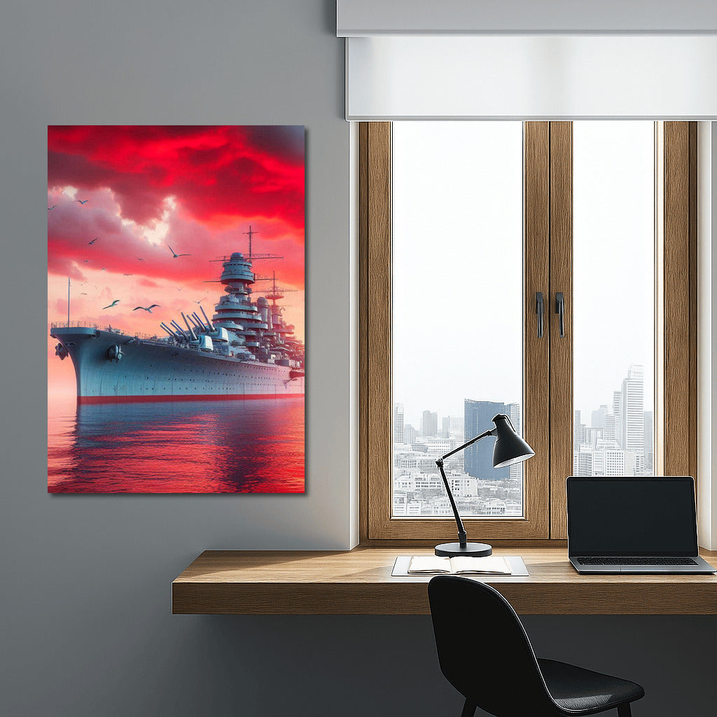 Sunset Sea Force: Battleships on Canvas