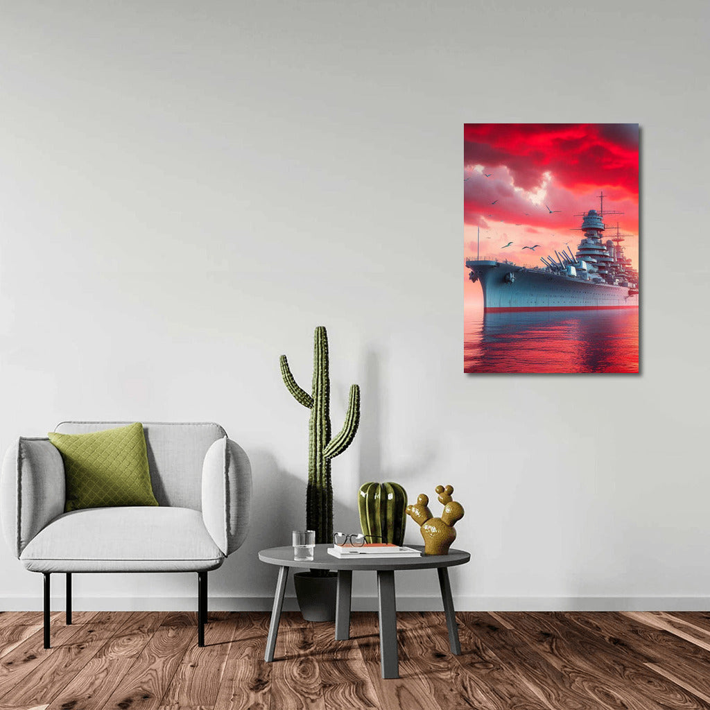 Sunset Sea Force: Battleships on Canvas