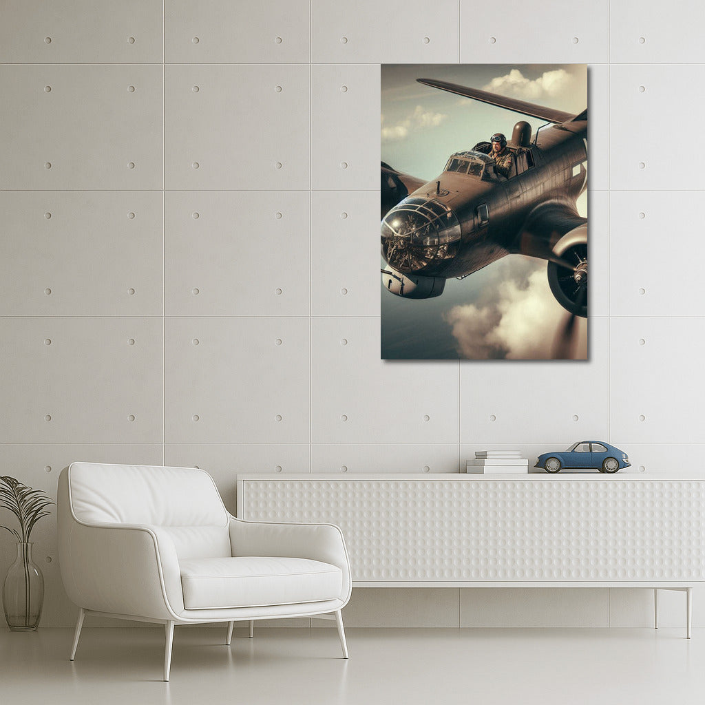 Retro Bomber in the Clouds: An Aerial Elegy for Aviation Lovers