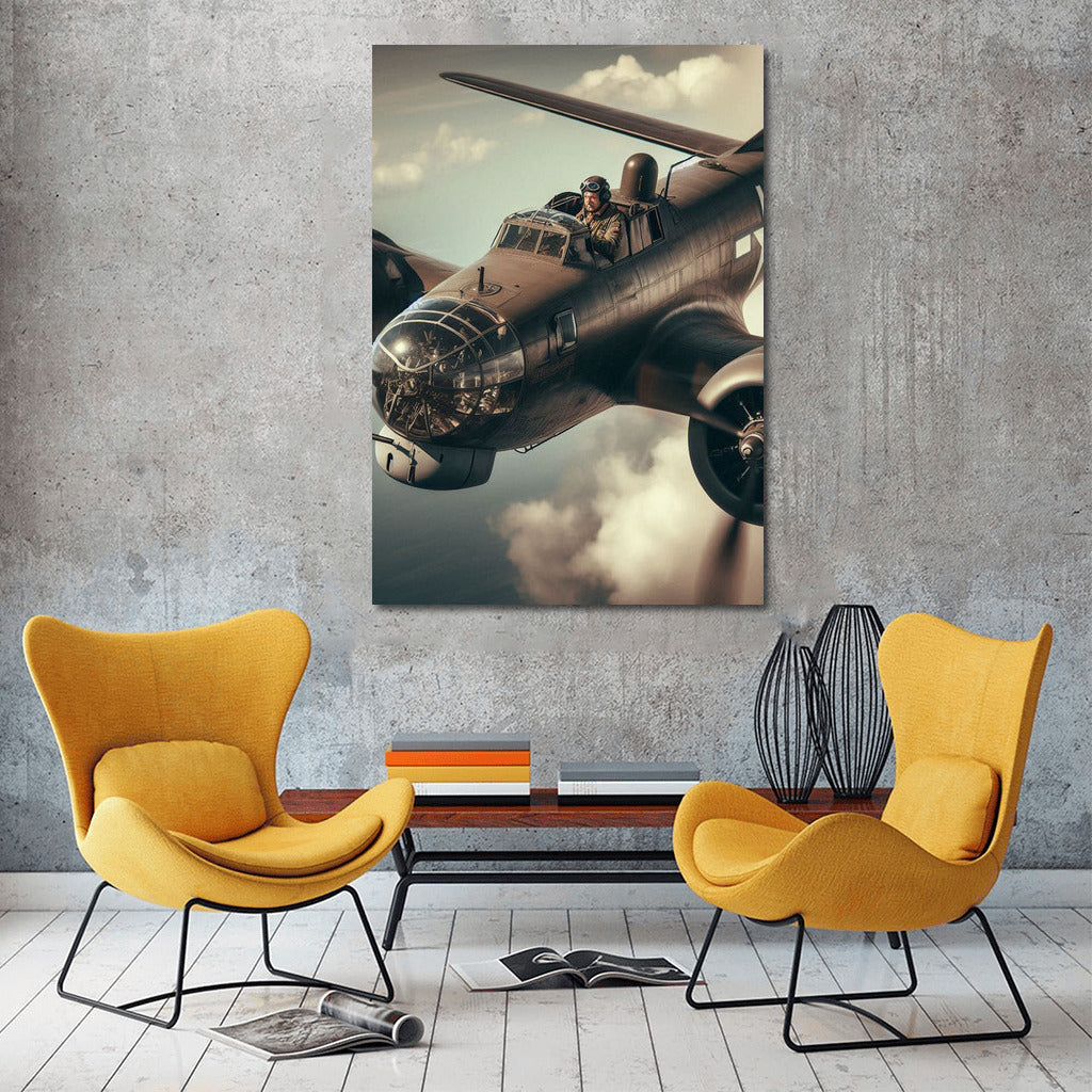 Retro Bomber in the Clouds: An Aerial Elegy for Aviation Lovers