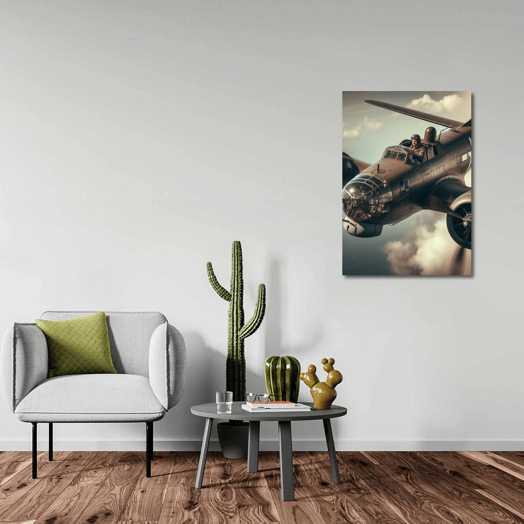 Retro Bomber in the Clouds: An Aerial Elegy for Aviation Lovers