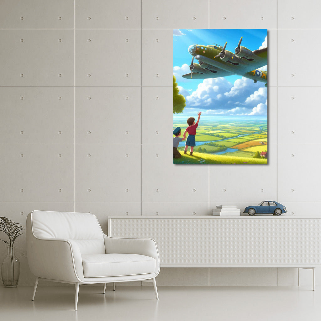 Bomber in Flight Under the Rainbow: Symbol of Dream and Freedom