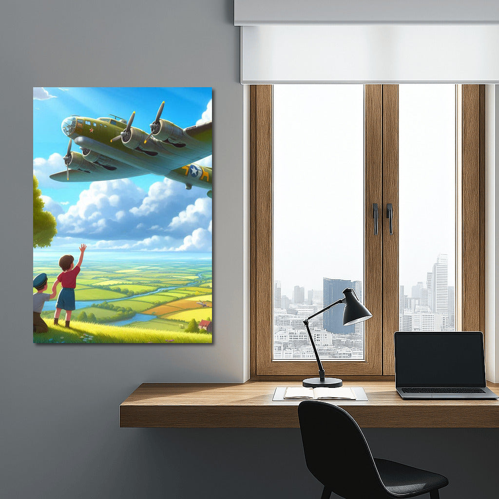 Bomber in Flight Under the Rainbow: Symbol of Dream and Freedom