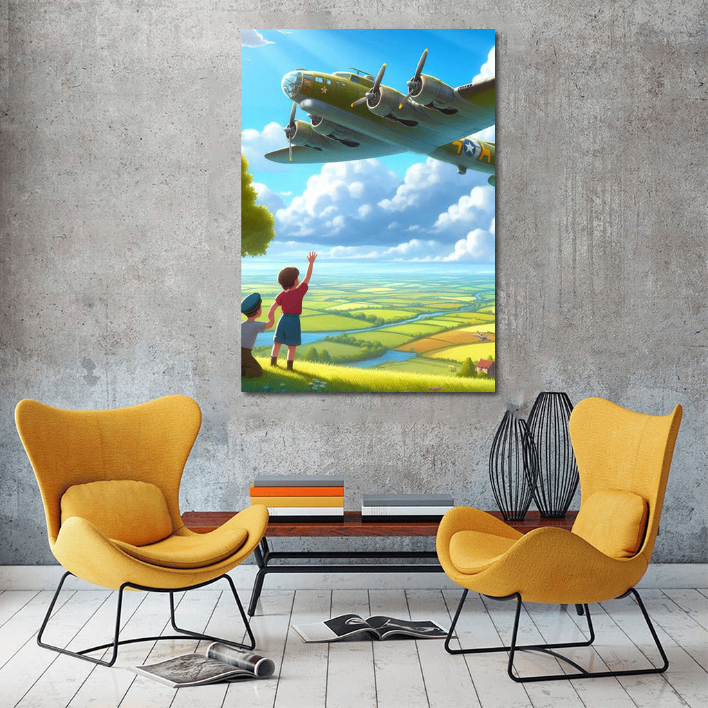 Bomber in Flight Under the Rainbow: Symbol of Dream and Freedom