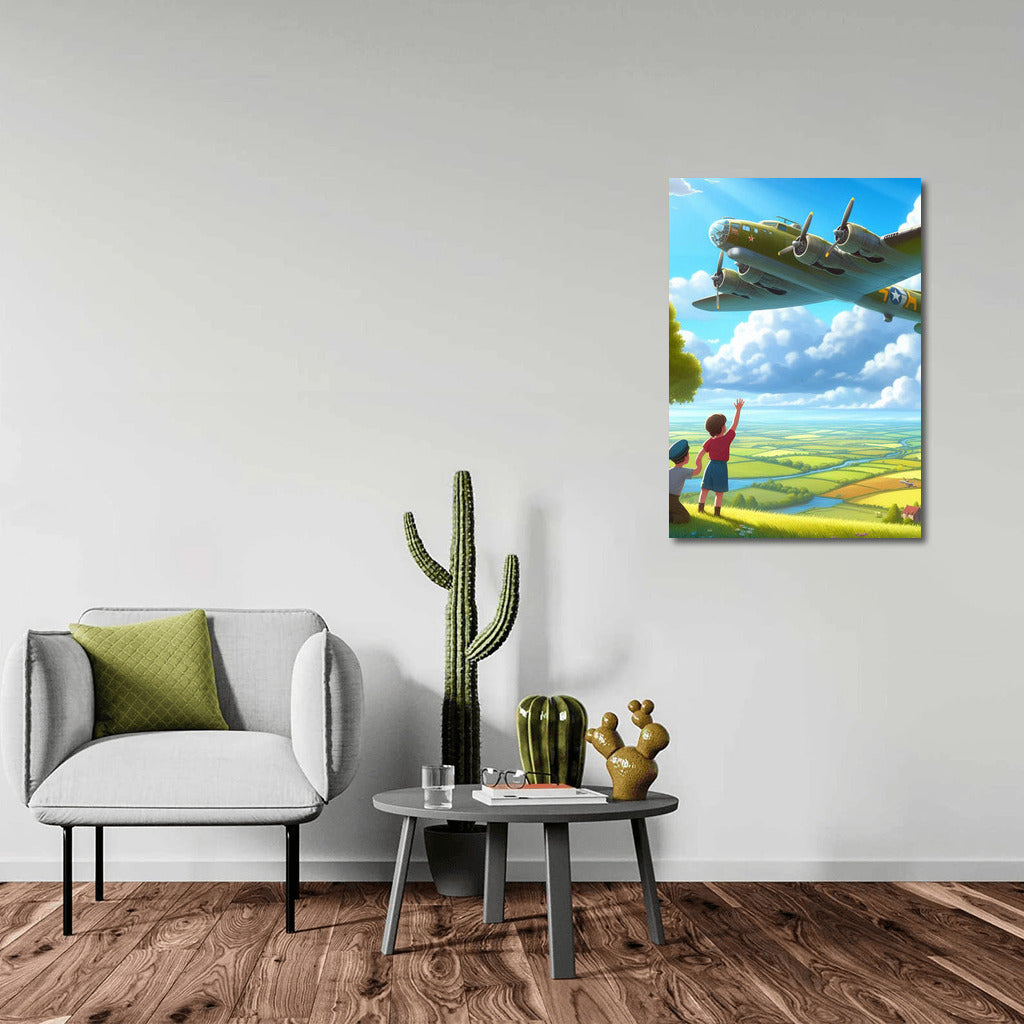 Bomber in Flight Under the Rainbow: Symbol of Dream and Freedom