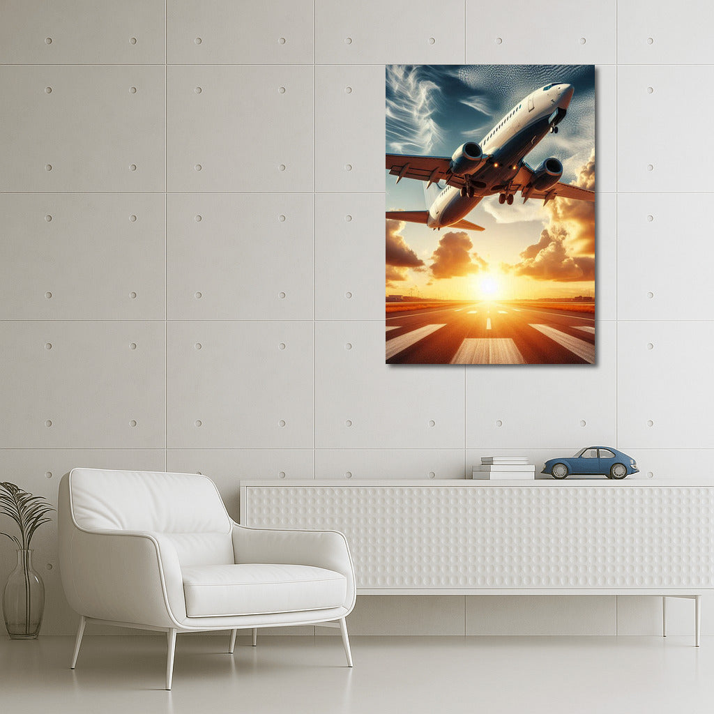 Sunset Flight: Elegant Business Jet in the Sky