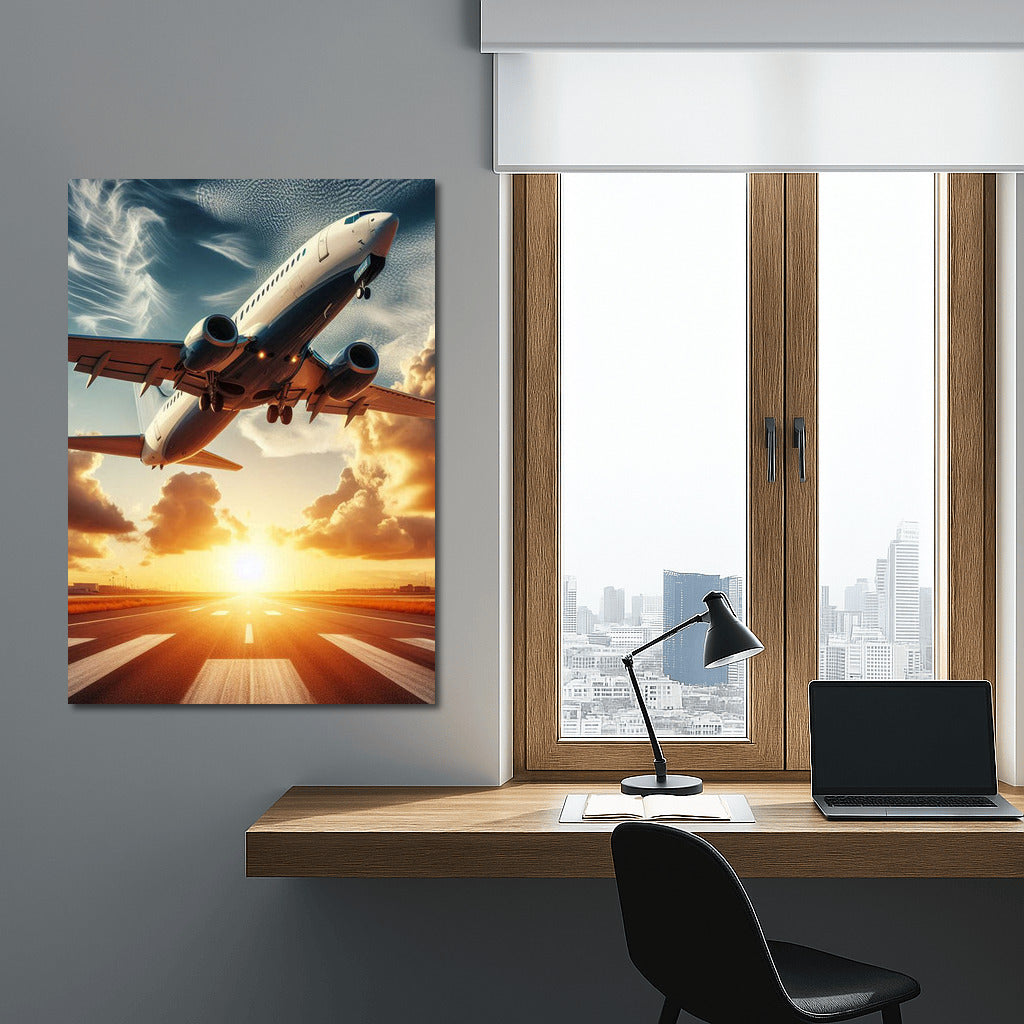 Sunset Flight: Elegant Business Jet in the Sky