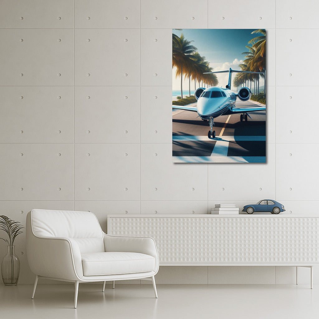 Private Jet Takeoff: Palms and Dreams