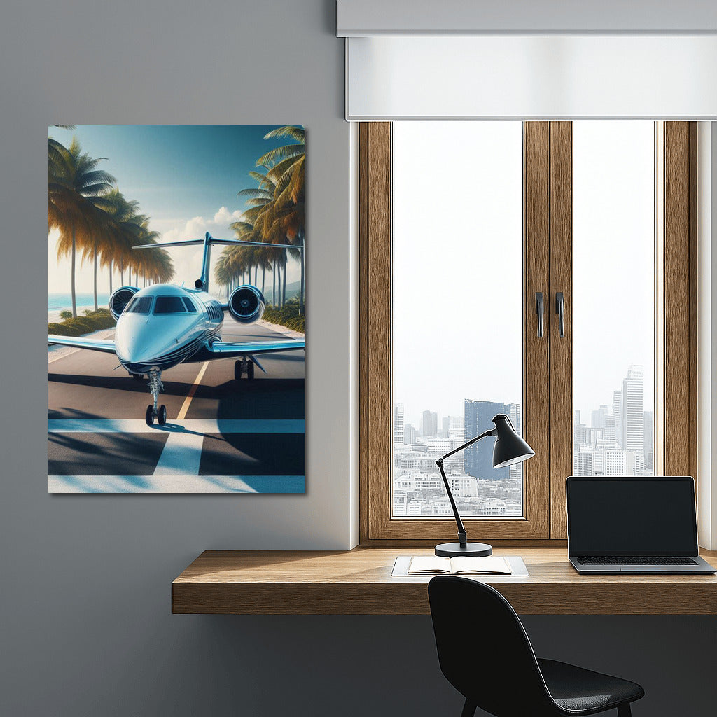 Private Jet Takeoff: Palms and Dreams