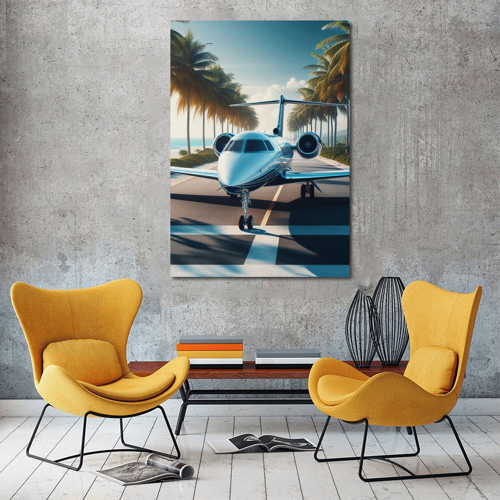 Private Jet Takeoff: Palms and Dreams